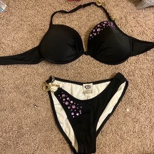 Jayme Shaw Black small bottom with D top and purple beading